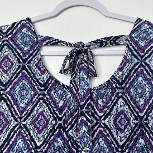 Chico's Dress Diamond Print Midi Blue Purple Stretch Knit Size 6 - Picture 7 of 10